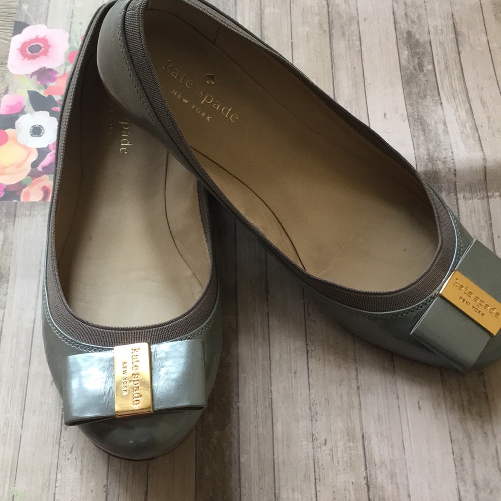🍁- - Kate Spade New York Leather Bow Ballet Fla…